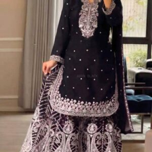 কালো ইন্ডিয়ান জর্জেট শারারা স্যুট